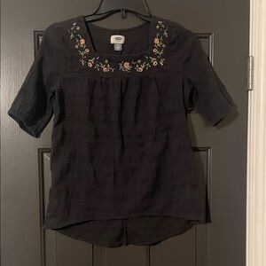 Old Navy Dark Blouse with Floral Details